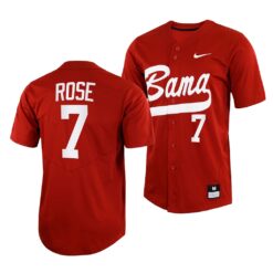 Alabama Crimson Tide Caden Rose College Baseball Jersey Crimson
