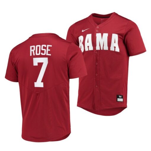 Alabama Crimson Tide Caden Rose College Baseball Jersey Red