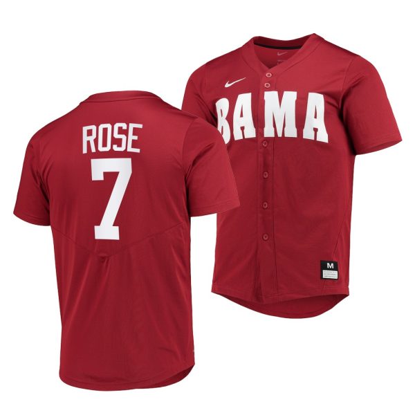 Alabama Crimson Tide Caden Rose College Baseball Jersey Red Alabama Crimson Tide Caden Rose College Baseball Jersey Red