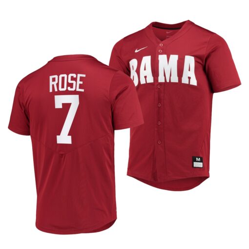 Alabama Crimson Tide Caden Rose College Baseball Jersey Red
