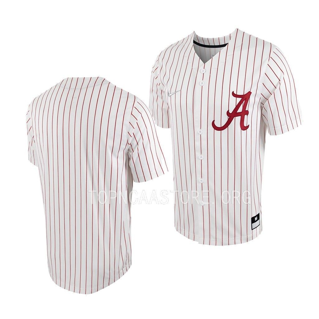 Alabama Crimson Tide College Baseball White Full-Button Jersey Alabama Crimson Tide College Baseball White Full-Button Jersey