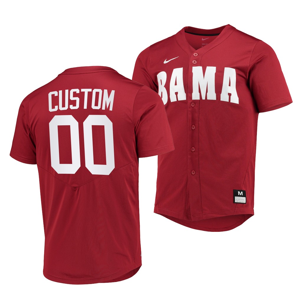 Alabama Crimson Tide Custom College Baseball Jersey Red Alabama Crimson Tide Custom College Baseball Jersey Red