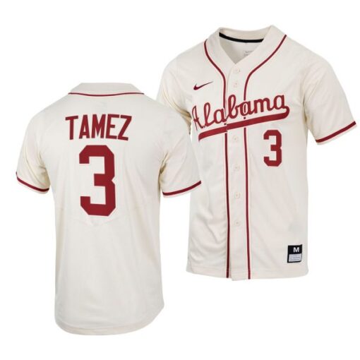 Alabama Crimson Tide Dominic Tamez College Baseball Jersey Natural