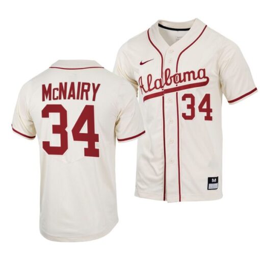 Alabama Crimson Tide Jacob McNairy College Baseball Jersey Natural