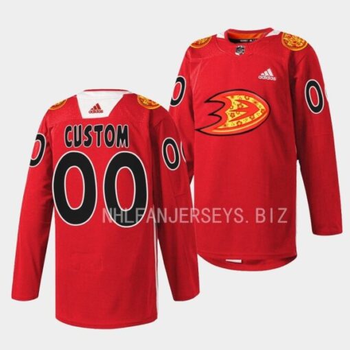 Anaheim Ducks Custom 2023 Lunar New Year Red Jersey