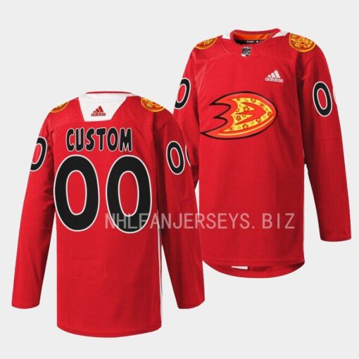 Anaheim Ducks Custom 2023 Lunar New Year Red Jersey