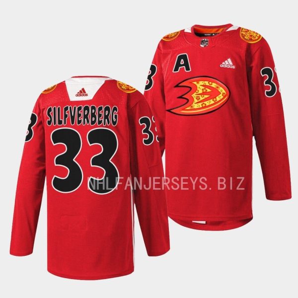Anaheim Ducks Jakob Silfverberg 2023 Lunar New Year Red Jersey Anaheim Ducks Jakob Silfverberg 2023 Lunar New Year Red Jersey
