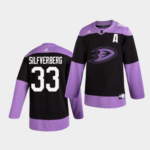 Anaheim Ducks Jakob Silfverberg Practice Hockey Fights Cancer Jersey