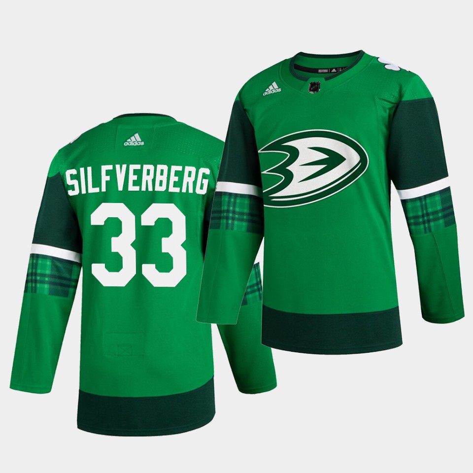 Anaheim Ducks Jakob Silfverberg St. Patrick's Day Player Green Jersey Anaheim Ducks Jakob Silfverberg St. Patrick's Day Player Green Jersey