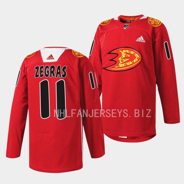 Anaheim Ducks Trevor Zegras 2023 Lunar New Year Red Jersey Anaheim Ducks Trevor Zegras 2023 Lunar New Year Red Jersey