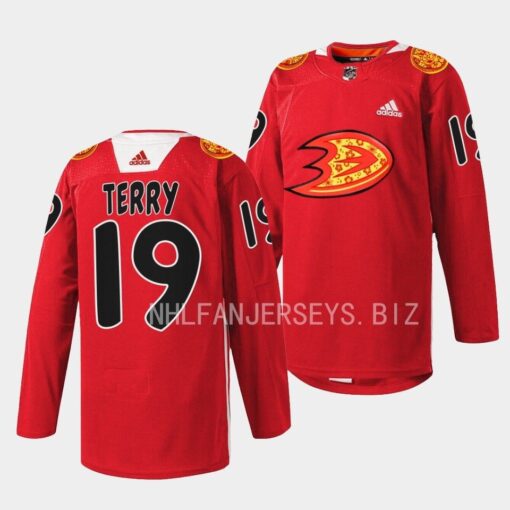 Anaheim Ducks Troy Terry 2023 Lunar New Year Red Jersey