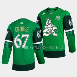 Arizona Coyotes Awson Crouse 2023 St. Patricks Day LGreen Jersey