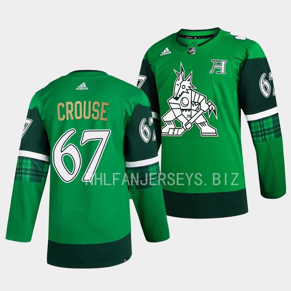 Arizona Coyotes Awson Crouse 2023 St. Patricks Day LGreen Jersey Arizona Coyotes Awson Crouse 2023 St. Patricks Day LGreen Jersey
