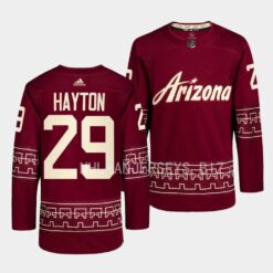 Arizona Coyotes Barrett Hayton 2022-23 Desert Night Alternate Garnet Jersey