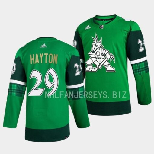 Arizona Coyotes Barrett Hayton 2023 St. Patricks Day Green Jersey
