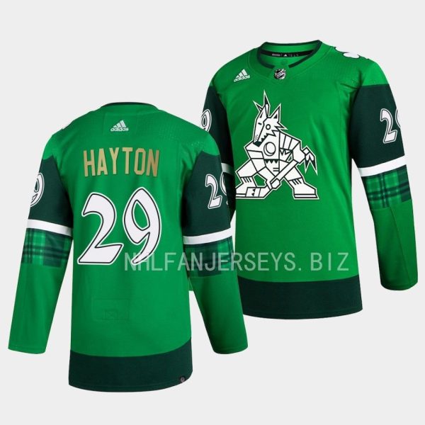 Arizona Coyotes Barrett Hayton 2023 St. Patricks Day Green Jersey Arizona Coyotes Barrett Hayton 2023 St. Patricks Day Green Jersey