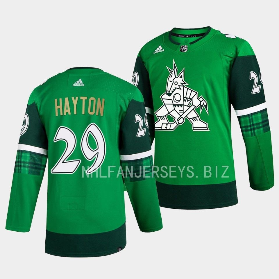 Arizona Coyotes Barrett Hayton 2023 St. Patricks Day Green Jersey Arizona Coyotes Barrett Hayton 2023 St. Patricks Day Green Jersey