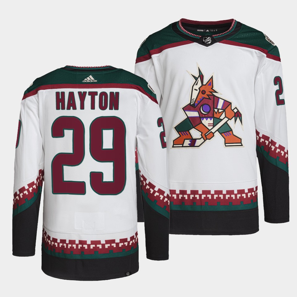 Arizona Coyotes Barrett Hayton Away White Jersey Arizona Coyotes Barrett Hayton Away White Jersey