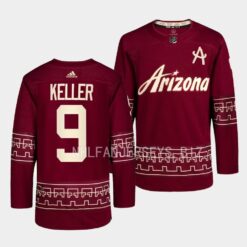 Arizona Coyotes Clayton Keller 2022-23 Desert Night Alternate Garnet Jersey