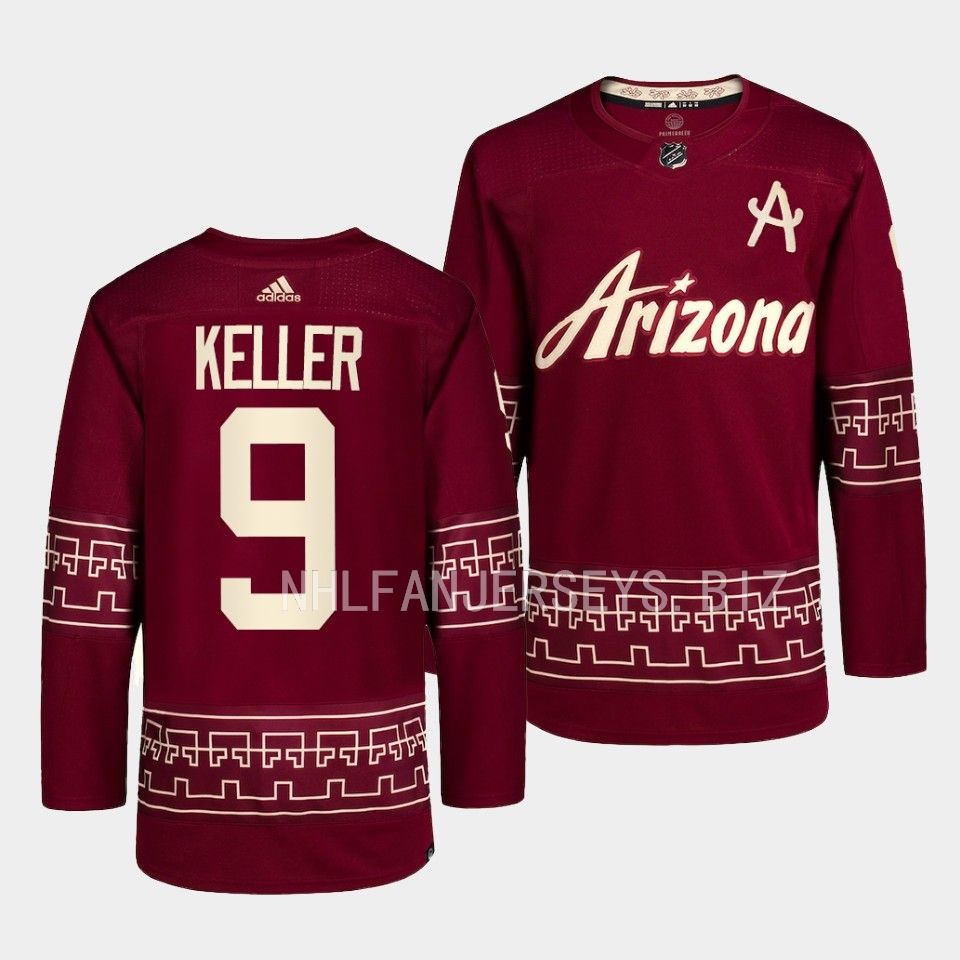 Arizona Coyotes Clayton Keller 2022-23 Desert Night Alternate Garnet Jersey Arizona Coyotes Clayton Keller 2022-23 Desert Night Alternate Garnet Jersey