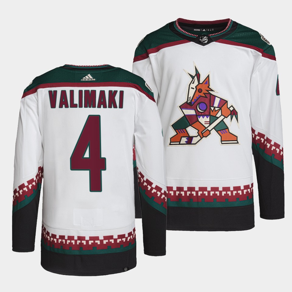 Arizona Coyotes Juuso Valimaki Away White Jersey Arizona Coyotes Juuso Valimaki Away White Jersey