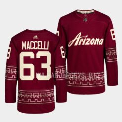 Arizona Coyotes Matias Maccelli 2022-23 Desert Night Alternate Garnet Jersey
