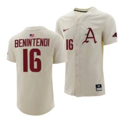 Arkansas Razorbacks Andrew Benintendi College Baseball Jersey Natural