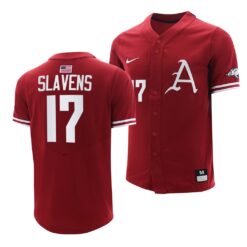 Arkansas Razorbacks Brady Slavens College Baseball Jersey Cardinal