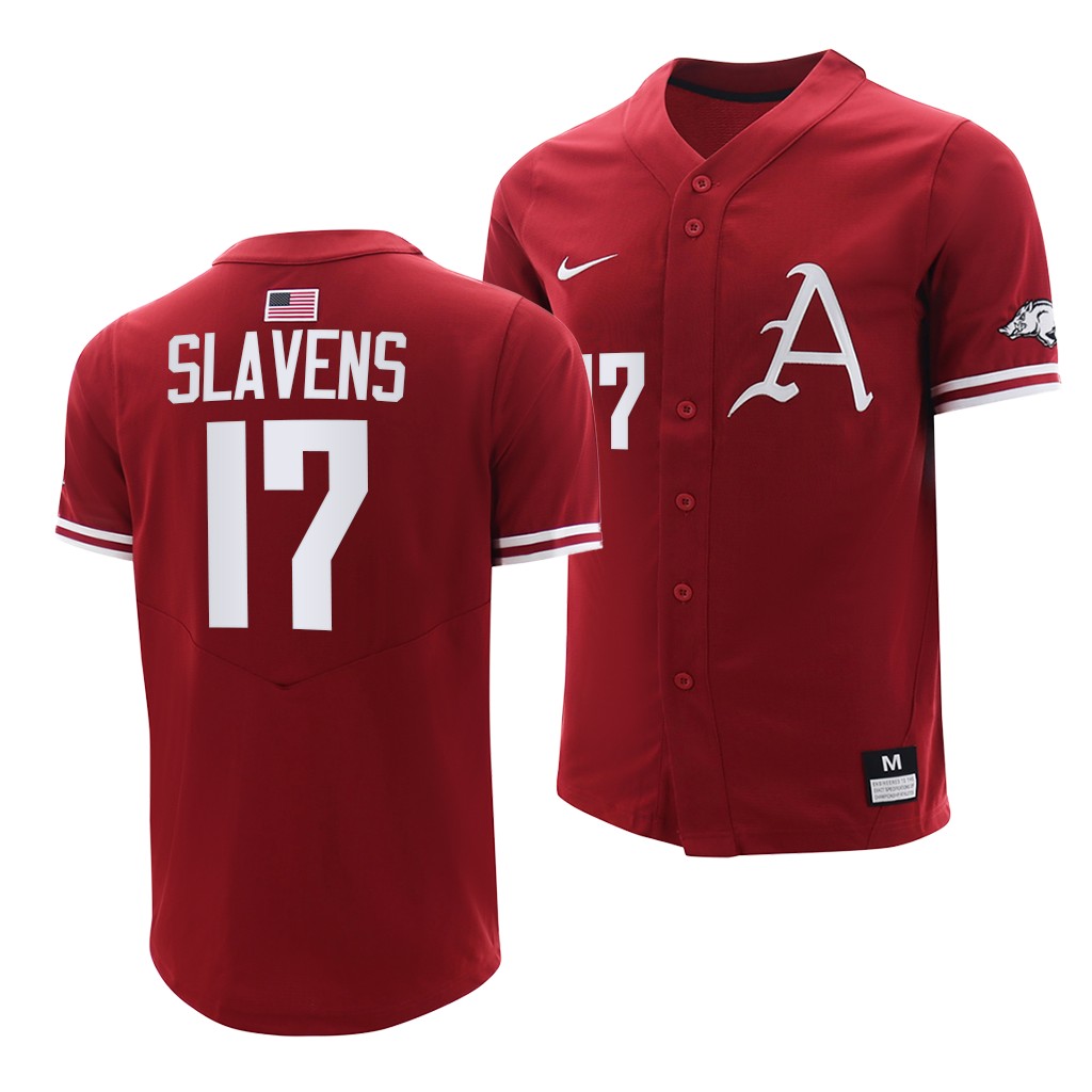 Arkansas Razorbacks Brady Slavens College Baseball Jersey Cardinal Arkansas Razorbacks Brady Slavens College Baseball Jersey Cardinal
