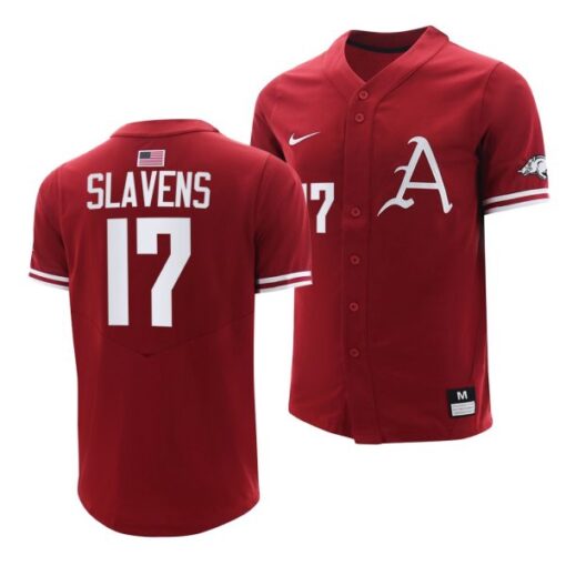 Arkansas Razorbacks Brady Slavens College Baseball Jersey Cardinal