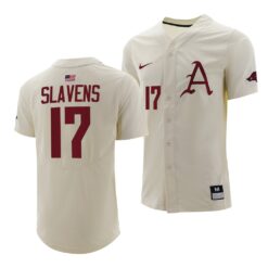 Arkansas Razorbacks Brady Slavens College Baseball Jersey Natural