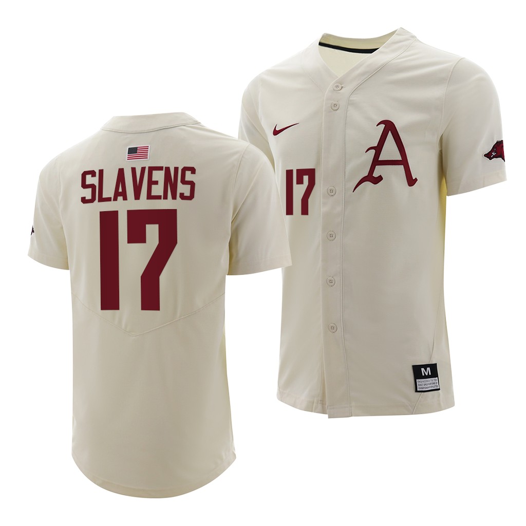 Arkansas Razorbacks Brady Slavens College Baseball Jersey Natural Arkansas Razorbacks Brady Slavens College Baseball Jersey Natural