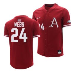 Arkansas Razorbacks Braydon Webb College Baseball Jersey Cardinal