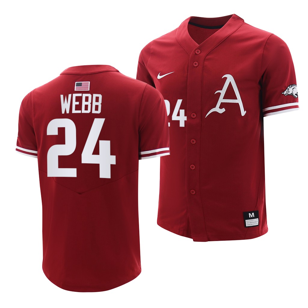 Arkansas Razorbacks Braydon Webb College Baseball Jersey Cardinal Arkansas Razorbacks Braydon Webb College Baseball Jersey Cardinal