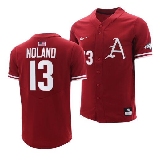 Arkansas Razorbacks Connor Noland College Baseball Jersey Cardinal