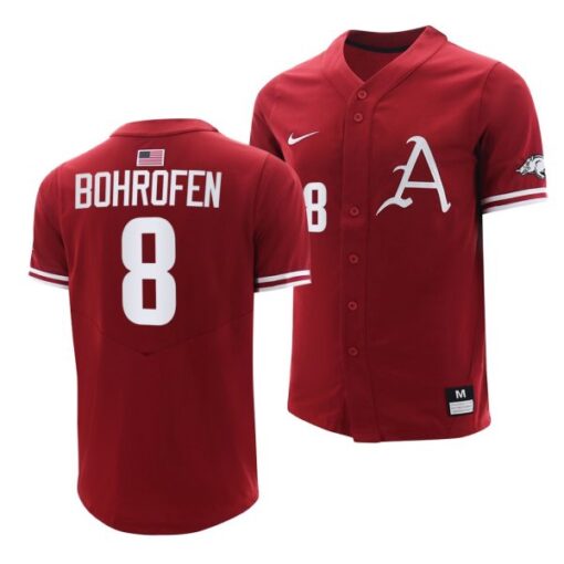 Arkansas Razorbacks Jace Bohrofen College Baseball Jersey Cardinal