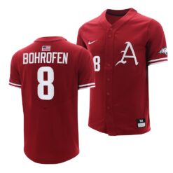 Arkansas Razorbacks Jace Bohrofen College Baseball Jersey Cardinal