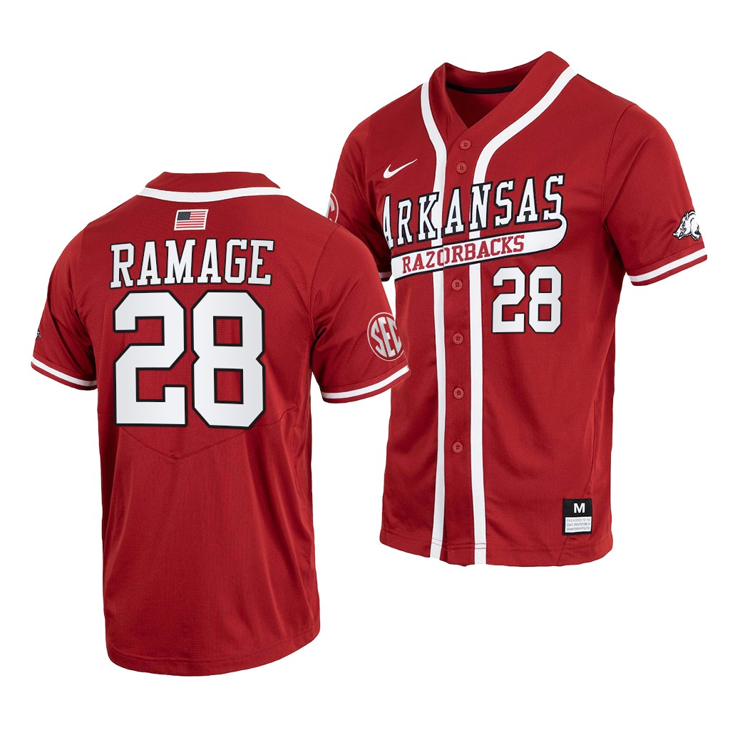 Arkansas Razorbacks Kole Ramage College Baseball Jersey Red Arkansas Razorbacks Kole Ramage College Baseball Jersey Red