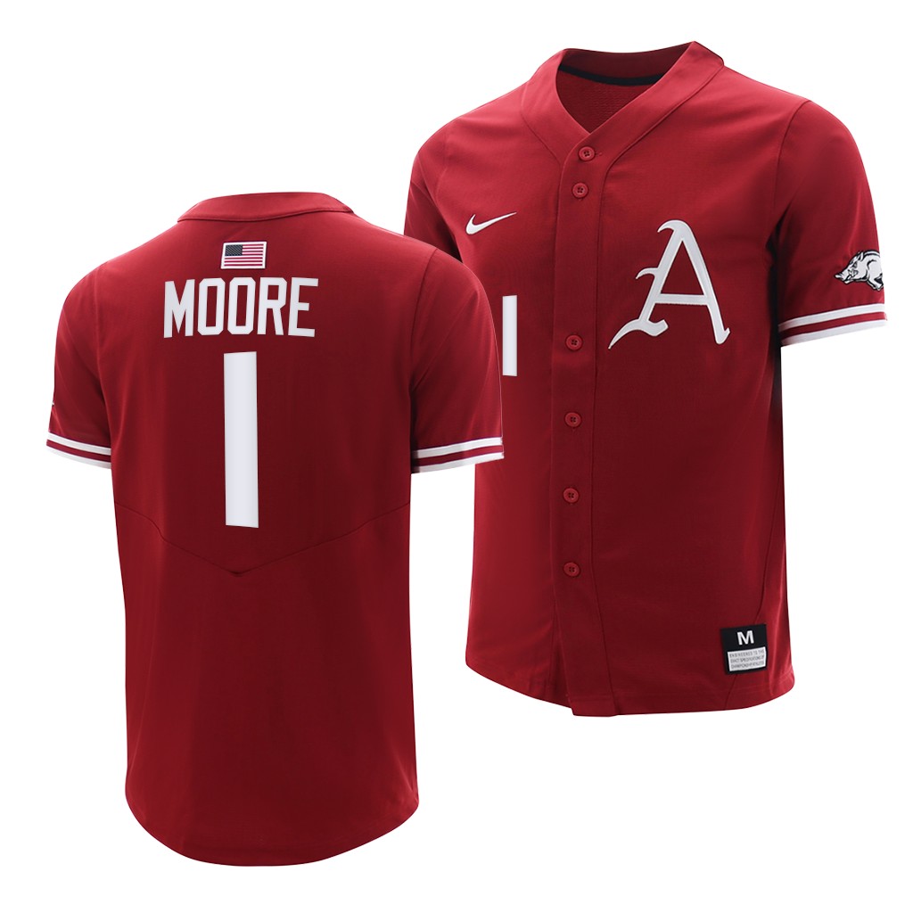 Arkansas Razorbacks Robert Moore College Baseball Jersey Cardinal Arkansas Razorbacks Robert Moore College Baseball Jersey Cardinal