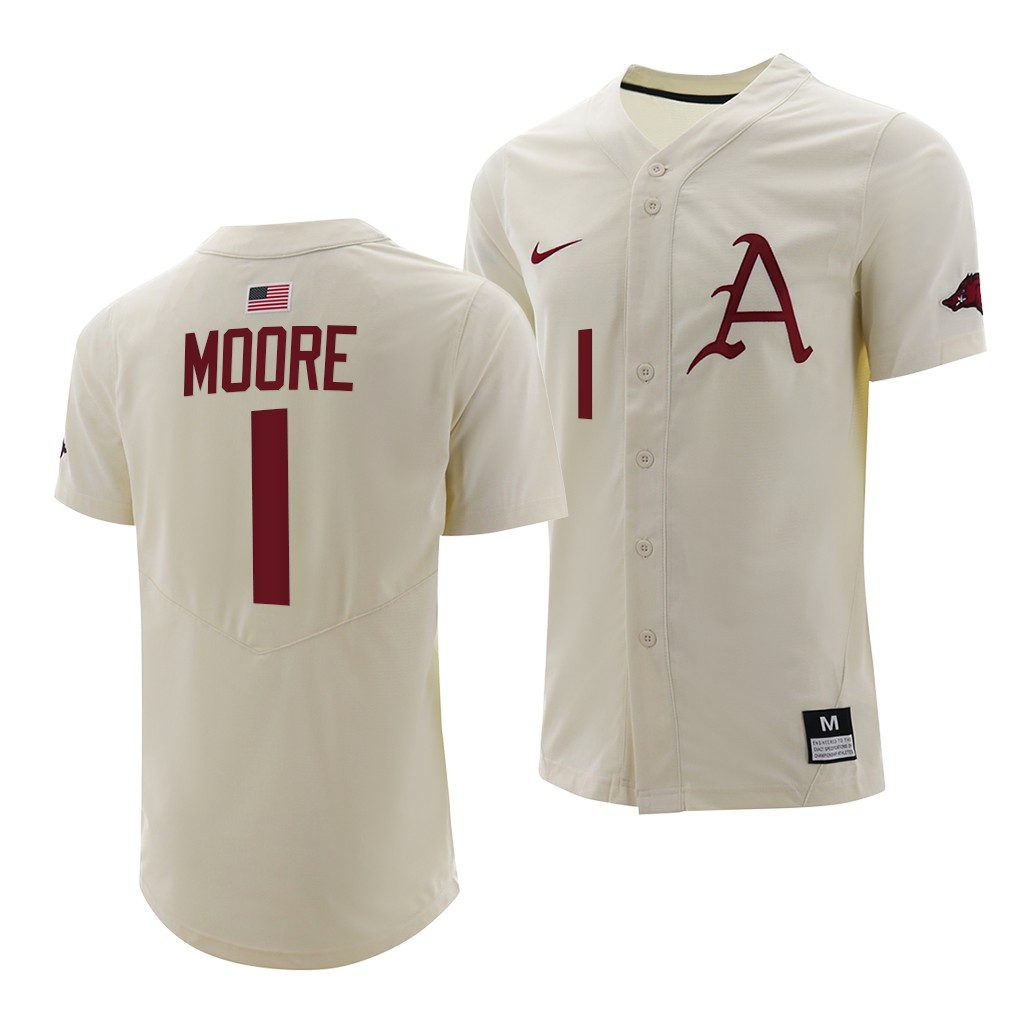 Arkansas Razorbacks Robert Moore College Baseball Jersey Natural Arkansas Razorbacks Robert Moore College Baseball Jersey Natural