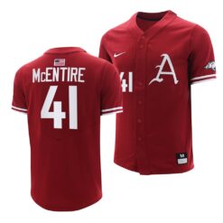 Arkansas Razorbacks Will McEntire College Baseball Jersey Cardinal