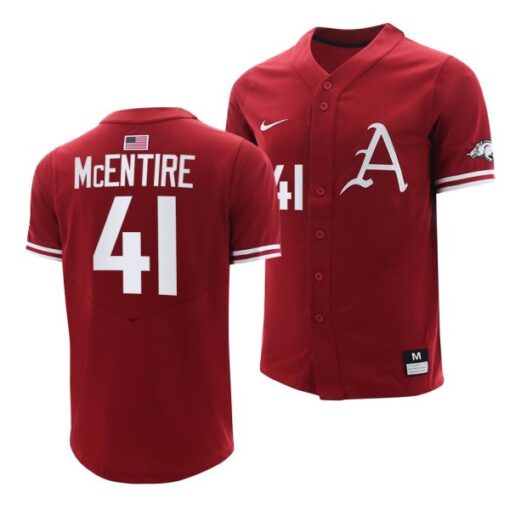 Arkansas Razorbacks Will McEntire College Baseball Jersey Cardinal
