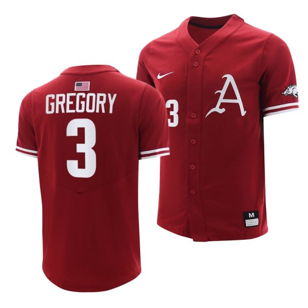 Arkansas Razorbacks Zack Gregory College Baseball Jersey Cardinal Arkansas Razorbacks Zack Gregory College Baseball Jersey Cardinal