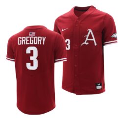 Arkansas Razorbacks Zack Gregory College Baseball Jersey Cardinal