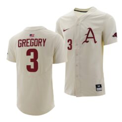Arkansas Razorbacks Zack Gregory College Baseball Jersey Natural