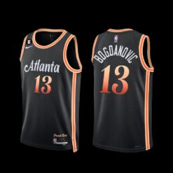 Atlanta Hawks Bogdan Bogdanovic 2022-23 City Edition NO.6 Patch Jersey Black