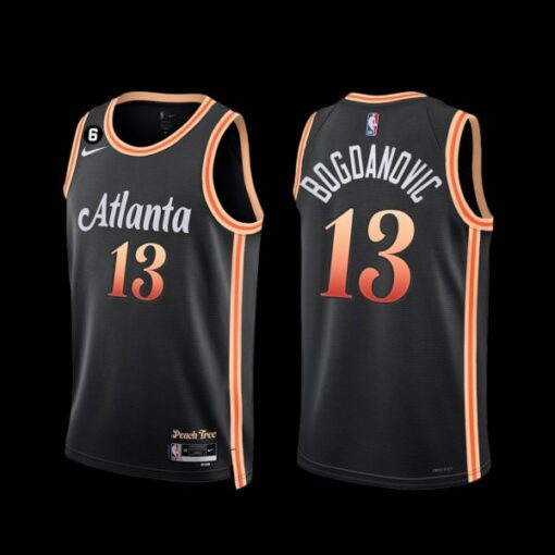 Atlanta Hawks Bogdan Bogdanovic 2022-23 City Edition NO.6 Patch Jersey Black