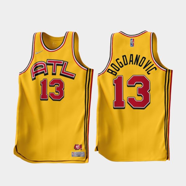 Atlanta Hawks Bogdan Bogdanovic 2022-23 Gold Earned Edition Jersey Atlanta Hawks Bogdan Bogdanovic 2022-23 Gold Earned Edition Jersey
