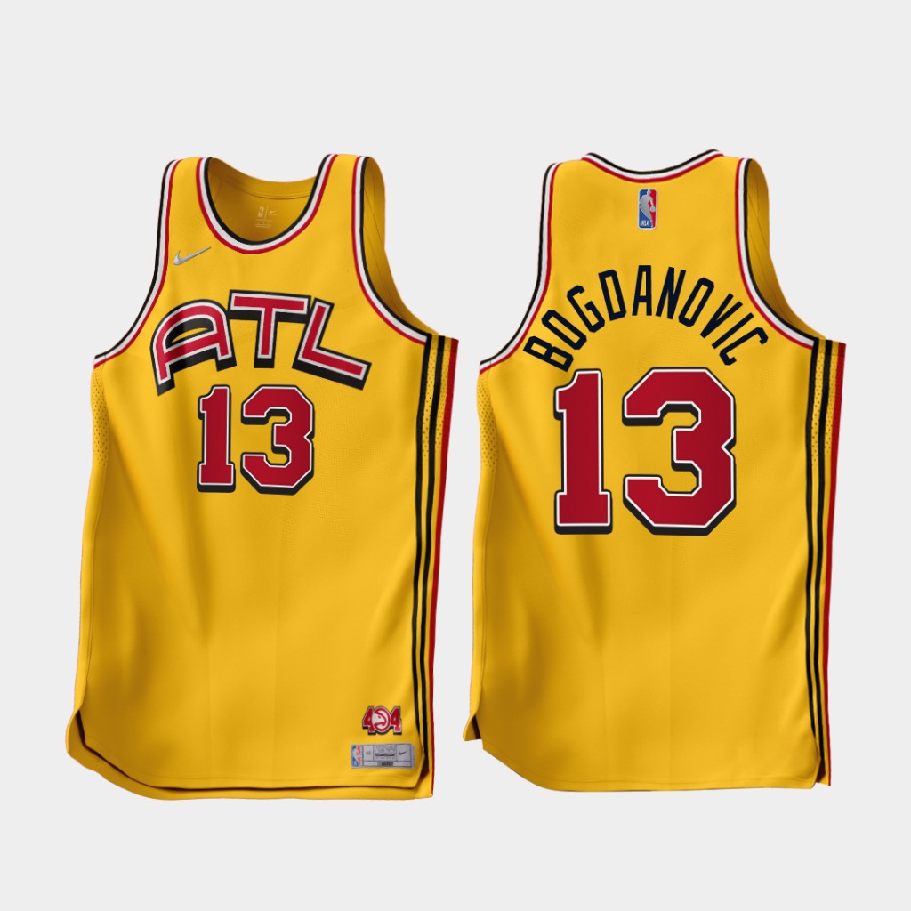 Atlanta Hawks Bogdan Bogdanovic 2022-23 Gold Earned Edition Jersey Atlanta Hawks Bogdan Bogdanovic 2022-23 Gold Earned Edition Jersey
