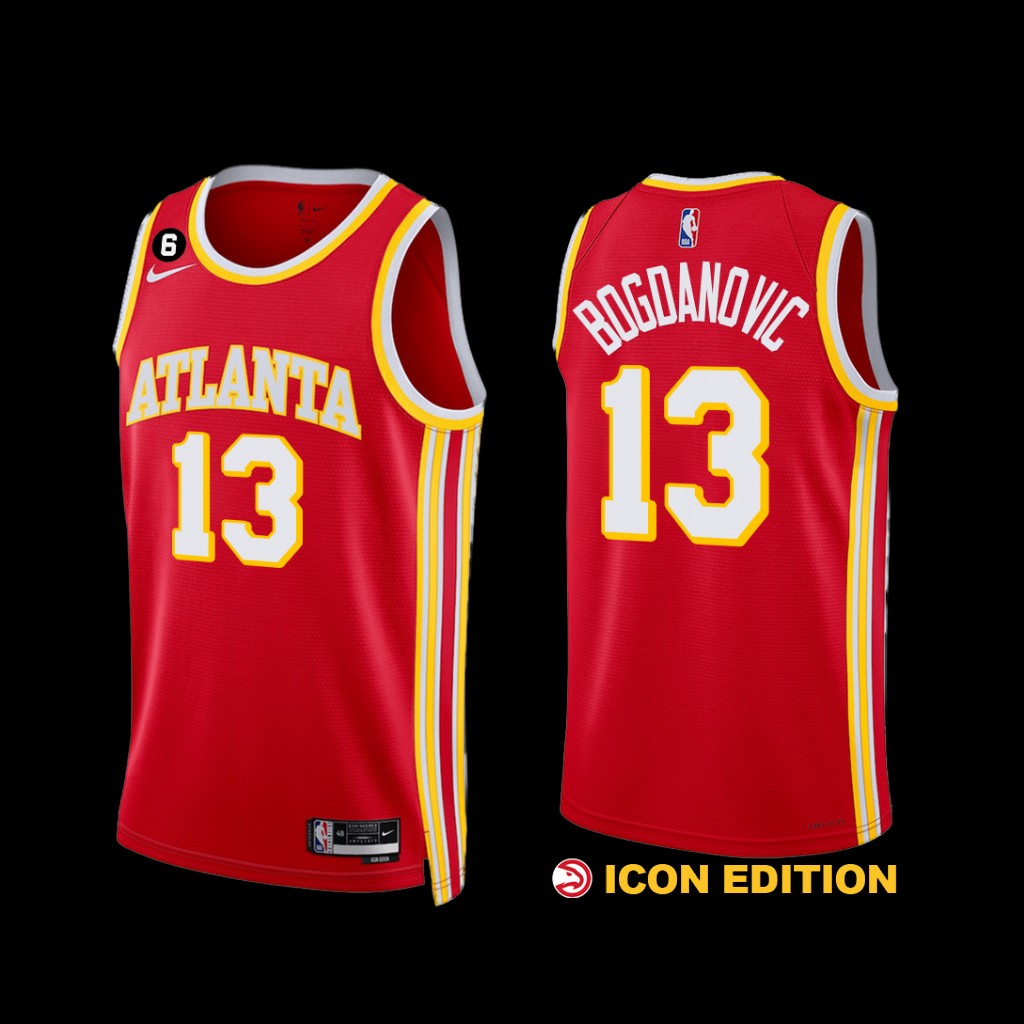 Atlanta Hawks Bogdan Bogdanovic 2022-23 Icon Edition Jersey Red Atlanta Hawks Bogdan Bogdanovic 2022-23 Icon Edition Jersey Red